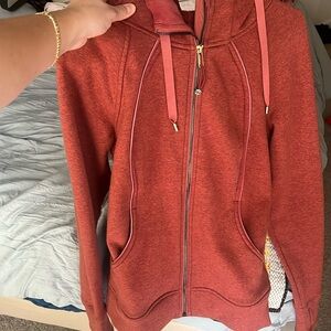 Medium Lululemon burnt orange scuba zip up jacket, with soft lining
